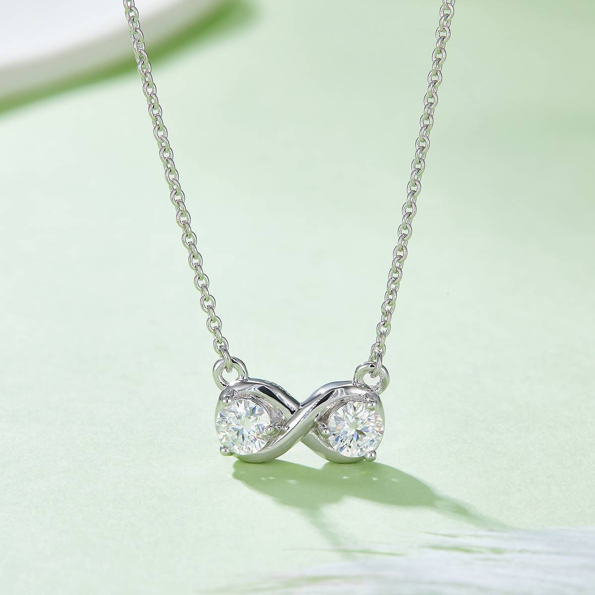Double Ring Infinite Love Pendant S925 Silver Moissanite Grade D 1.0CT